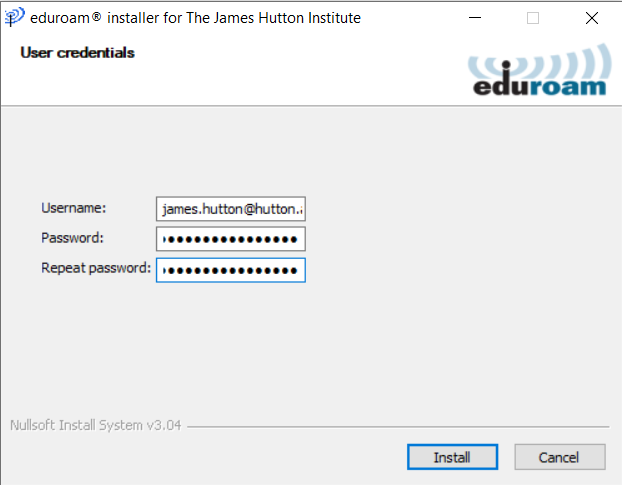 Install eduroam on a Windows computer